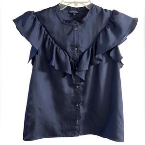Soeur Navy Ruffle Blouse